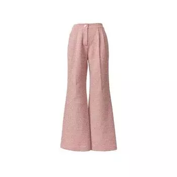 Blacknini Yin Huafu/Limited Cherry Blossom Set Imported Colored Dots Texture Lace-up Twill Outerwear Trousers Pink-pants XL