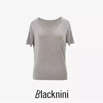 Blacknini Yin Huafu Luxury Base Du + Light Luxury Fine Flash Short sleeve Knitted Base Grey L