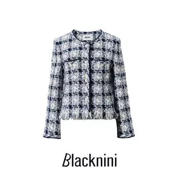 Blacknini Yin Huafu/ Night British Import Bai Nian Linton High Luxury Fabric Plaid Tweed Outwear Tibetan youth M
