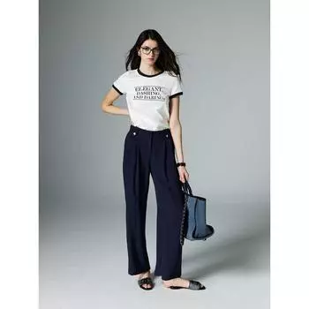 Blacknini Yin Huafu/Real Wear Easiest for Match BNN Luxury Brand Offset Printing Letters Loose Color-Contrasting Stripe Cotton Short Sleeve T-shirt Alphabet-T-Shirt XS