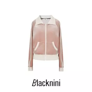 Blacknini Yin Huafu/Satin Velvet Exclusive Fashionable Contrast Velvet Sports Outerwear/Shorts Navy blue shorts L