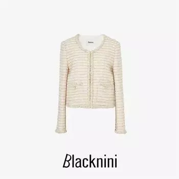 Blacknini Yin Huafu Small Fanta Luxury Brand Linton Import Fabric Colorful Series Tweed Outwear Beige Orange XL
