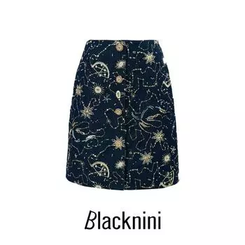 Blacknini Yin Huafu/ Star Map Set Pattern Handmade 3mm Sequined Jacquard Luxury Heavy Craft Vest/Skirt Skirt S