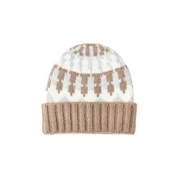 Blacknini Yin Вафельный кардиган Fair Isle из перуанской бэби альпаки 18,5 микрон жаккардовой вязки с капюшоном Knitting Hat (Head Wool) One size
