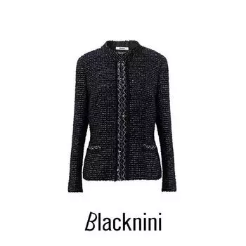Blacknini Yin WAF/ Black Wings British Bai Nian Linton Double C Same Source High Luxury Tweed Outwear Black XS