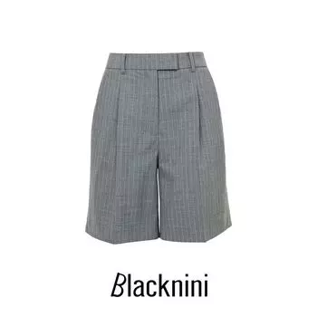 Blacknini Yin WAF/ Heavy Weight Exclusive Custom Woven Worsted Wool Stripes Suit/Shorts Grey shorts XS