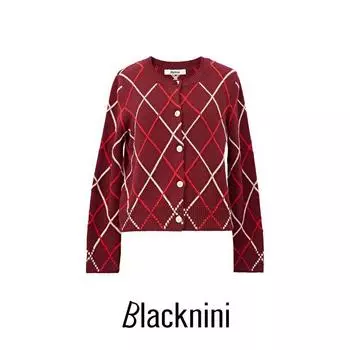 Blacknini Yin WAF/ Классический стеганый Австралийская шерсть 100% Двусторонний жаккардовый вязаный жилет/кардиган Cardigan(In stock) S