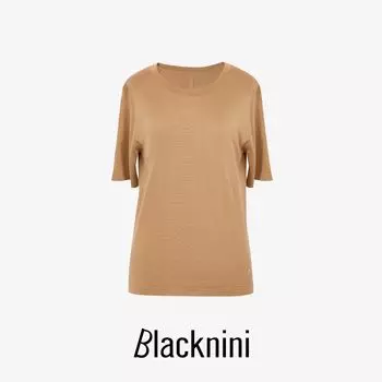Blacknini Yin WAF/ LP Style Italian Imported Yarn 100 Mulberry Silk Skin-friendly 0 Pressure Feeling Short sleeve T-shirt Caramel((In Stock)) S