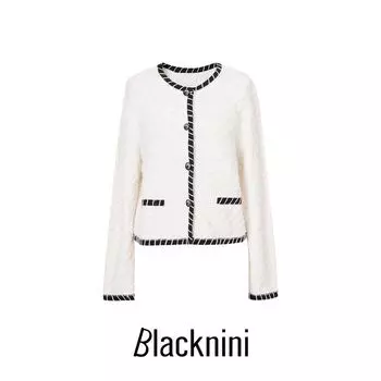 Blacknini Yin WAF/ White Butterfly Island Butterfly Yarn Quilted Jacquard Knitting Cardigan Outwear White S