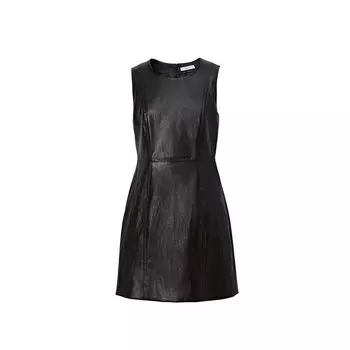 Blacknini Yin Waffle Ace Skirt Sleeveless Dress Black Luxury Brand Shimmer Leather Pattern Texture Waist Hugging Dress(In stock) S