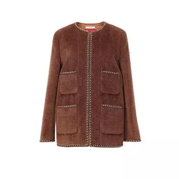 Blacknini Yin Waffle Little Brown Bear Italian Piacenz Cut Baby Llama Alpaca Outwear Brown(Piacenza Italian wool) XS