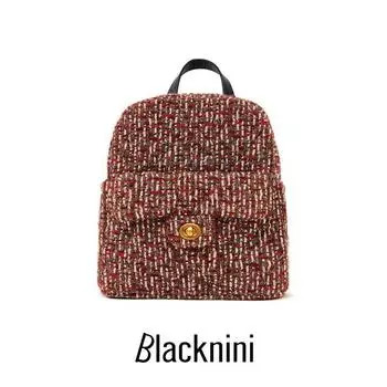 Blacknini Yin Waffle/ Lucky Persimmon 90 Tall Fluffy! Tweed White Goose down Vest/Bag Bags One size