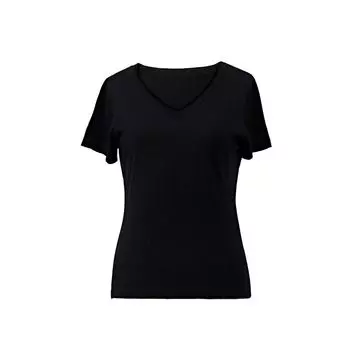 Blacknini Yin Waffle s Silk Cashmere Is Extremely Luxurious! Conseini Silk Cashmere V Neck Short Sleeve Knitting T-shirt Tops Black L