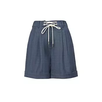 Blacknini Yin Waffle Wales Suit Outwear Royal Low Temperature Dyed Mernu Woolen Shorts Blue Plaid shorts XS