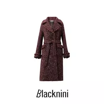 Blacknini Yinhuafu/ Fengxiaoxiao Italian Emmetex Luxury Wool Woolen Coat Outwear Burgundy L