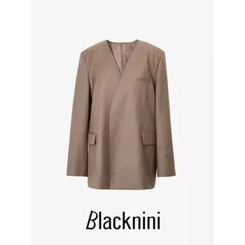 Blacknini Yinhuafu Pure Wool Draping Effect Suit/Vest/Mid-Length Dress Set Culottes S