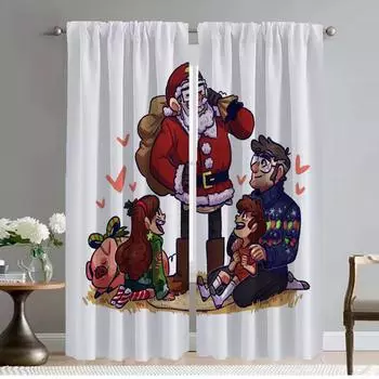 Blackout Curtain for Room 2 Panel Gravity Falls Home Interior Curtains for Camera Partition Halloween Decoration Shades Living W50xH70cmx2pcs-CL