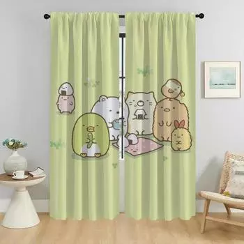Blackout Curtain for Room 2 Panel Sumikko Gurashi Curtains for Bedroom Partition Shades Home Interior Curtains Living Kitchen W50xH70cmx2pcs-CL