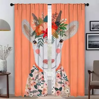 Blackout Curtains 2 Pieces Animal Curtains Child Room Partition Living Room Curtain Tulle for Bedroom Halloween Decoration Panel W50xH70cmx2pcs-CL