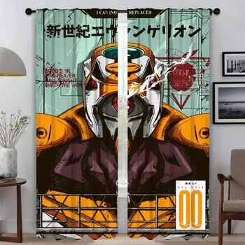 Blackout Curtains 2 Pieces Evvangelionn Partition Halloween Decoration Shades Kitchen Curtains for Living Room Curtain Elegant W60xH90cmx2pcs-CL