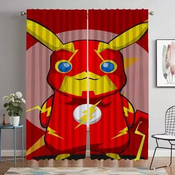 Blackout Curtains for Camera Pokemon Modern Living Room Curtains 2 Pieces Tulle for Bedroom Halloween Decoration Shades Curtain W50xH70cmx2pcs-CL
