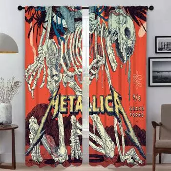 Blackout Curtains for Living Room M-MetallicaS Window Curtain for Room 2 Panel Partition Halloween Decoration Kitchen Elegant W50xH70cmx2pcs-CL