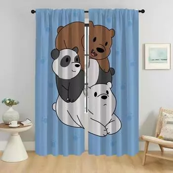 Blackout Curtains for Living Room We Bear Bears Home Interior Curtains 2 Pieces Window Curtain Halloween Decoration Partition W50xH70cmx2pcs-CL