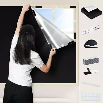 Blackout Window Insulation DIY Complete UV 420d Oxford Window Blackout Insulation Privacy Western Sun Window Cloth Easy to Bedroom Sheet, Sheet, Set, чёрный