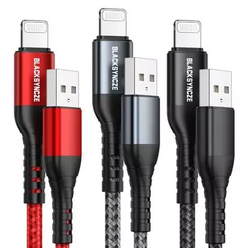 BLACKSYNCZE Кабель для зарядки iPhone 1M Комплект из 3 предметов Кабель Lightning Кабель Lightning Кабель для быстрой зарядки iPhone Сверхпрочный и долговечный iPhone