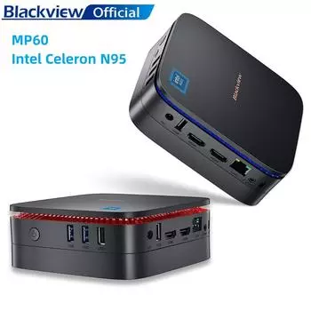 Blackview MP60 Windows 11 Pro Процессор Intel Alder Lake N95 12-го поколения 16 ГБ ОЗУ 512 ГБ SSD Настольный игровой компьютер 16GB+1TB чёрный