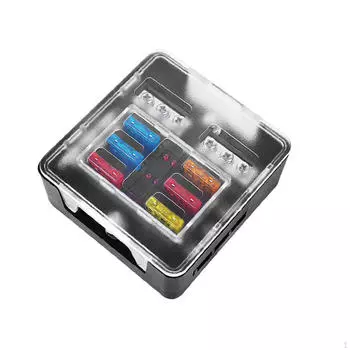 Blade Fuse Block Panel 32V 100A Dustproof with LED Indicator, Box Holder for RV, Van, Car, 6 Way