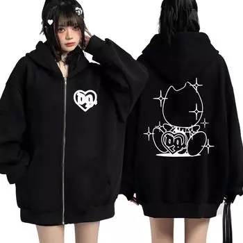 Bladee Drain Gang Logo Print Fashion Zipper Hoodies Men Women Casual Oversize Zipper Sweatshirt Streetwear Autumn warm Jackets S