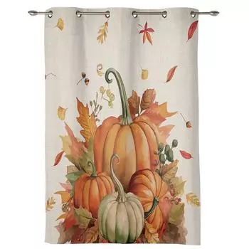 Благодарения тыква осень кленовый лист шторы для спальни гостиной оконные шторы жалюзи кухня домашний декор шторы 135W x 60H(cm) x1