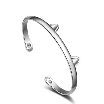 Благоприятный браслет с котенком и мяуканьем, женский модный браслет с открытым ртом Tmall, ретро, посеребренный браслет Adjustable size