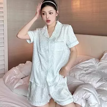 Благородная луна полосатая жаккардовая женская пижама модная женская вышитая буква Lounges новая летняя элегантная одежда для сна Y2k M белый