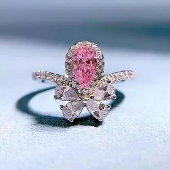 Благородное женское кольцо S925 Серебряное высокоуглеродистое кольцо с бриллиантом 4 * 7 для женщин