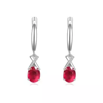Благородные и элегантные серебряные серьги с натуральными рубинами для женщин, подарки на помолвку, юбилей и банкет M красный