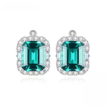 Благородные изумрудно-зеленые серьги-гвоздики, женские серьги с кубическим цирконием, геометрические роскошные свадебные серьги из стерлингового серебра 925 пробы, ювелирные изделия