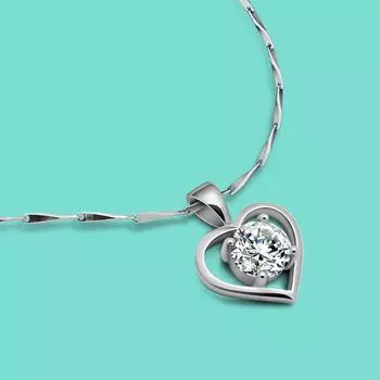 Благородные серебряные украшения, женское ожерелье из стерлингового серебра 925 пробы с подвеской в виде сердца из фианита и инкрустацией из циркония, серебряная цепочка, ожерелье 41-43-46 см 41CM