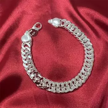 Благородный браслет-цепочка из стерлингового серебра 925 пробы с квадратной цепочкой для женщин и мужчин, очаровательный подарок на вечеринку, свадебные модные украшения