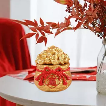 Благословение мешочка для украшения китайского года, сумка, декоративная скульптура стол, офис 5.5cmx5.5cmx6cm