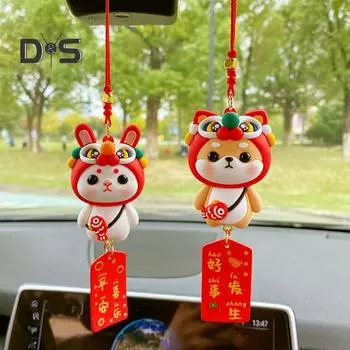 Благословение персонажей, зеркало заднего вида, кулон, хорошая символика, нежное зеркало заднего вида для автомобиля, украшение в виде собаки, кролика One Size