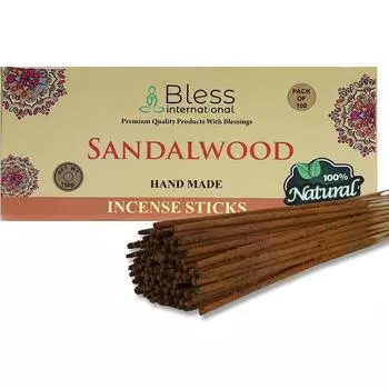 Благословение-Сандал-Благовония-Палочки-100%-Натуральные-Ручной-Изделия-Вручную-Окунутые-Благовония-Палочки Органические-Без-Химических-Веществ-Для-Очищения-Расслабления-Позитива 25 Sticks (40GM)