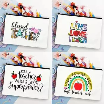 Благословенная жизнь учителя Леопардовые косметички Студенческая белая сумка для карандашей Учительская сумка для покупок Сумка для хранения Лучший подарок на день учителя