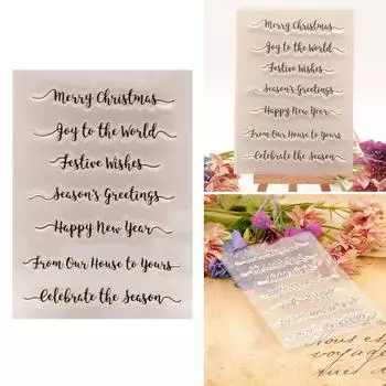 Благословенные слова Прозрачный штамп Силиконовый штамп Счастливого Рождества Прозрачный штамп для изготовления открыток Украшения для скрапбукинга