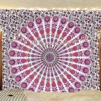 Благословите международную индийскую хиппи богемную психоделическую мандалу настенное постельное белье гобелен Poster синий/розовый