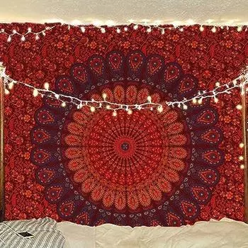 Благословите международную индийскую хиппи богемную психоделическую мандалу настенное постельное белье гобелен Medium золотистый/коричневый