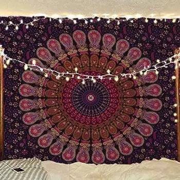 Благословите международную индийскую хиппи богемную психоделическую мандалу настенное постельное белье гобелен Poster золотистый/розовый