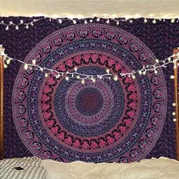 Благословите международную индийскую хиппи богемную психоделическую мандалу настенное постельное белье гобелен Poster розовый/фиолетовый
