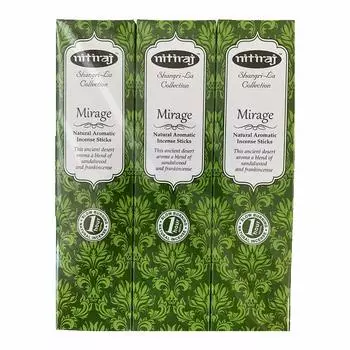 Благовония ароматические благовония Nitiraj Mirage набор из 3 штук в коробке Изготовлены из натуральных материалов (30 шт./10 коробок)